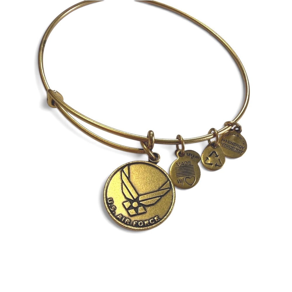 Alex and Ani Bangle Women OS Gold US Air Force Charm Expandable Military USAF